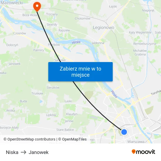 Niska to Janowek map