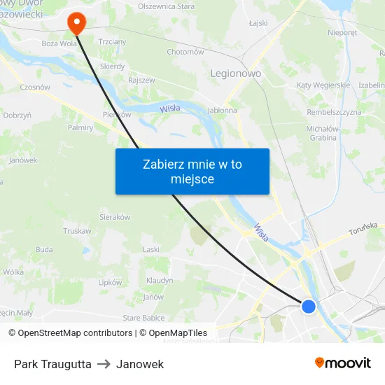 Park Traugutta to Janowek map