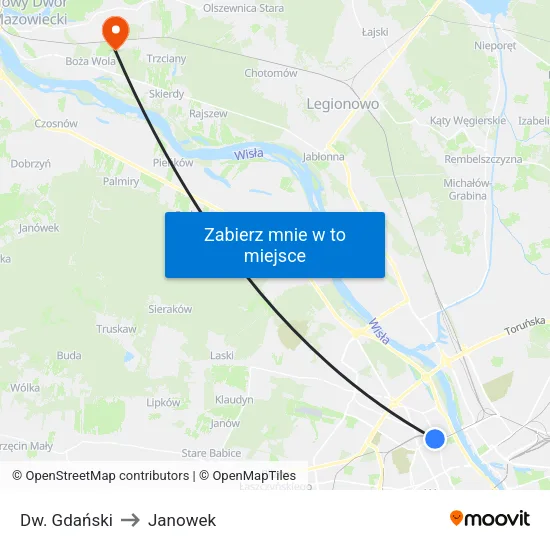 Dw. Gdański to Janowek map