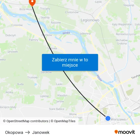 Okopowa to Janowek map