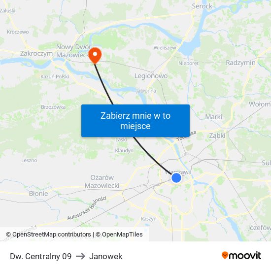 Dw. Centralny 09 to Janowek map