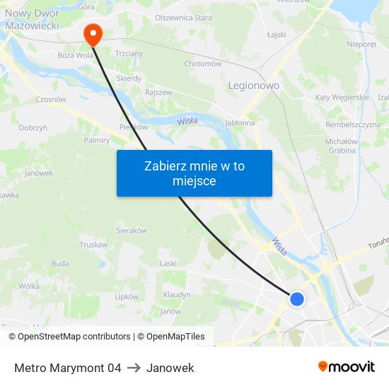 Metro Marymont 04 to Janowek map