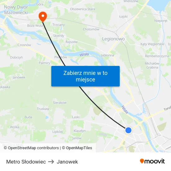 Metro Słodowiec to Janowek map