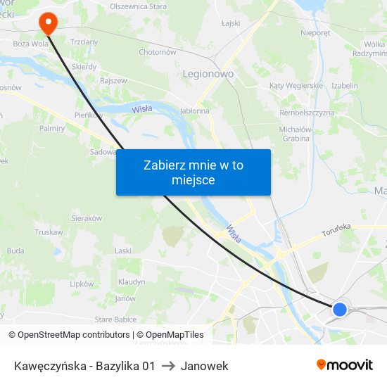 Kawęczyńska - Bazylika 01 to Janowek map