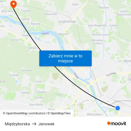Międzyborska to Janowek map