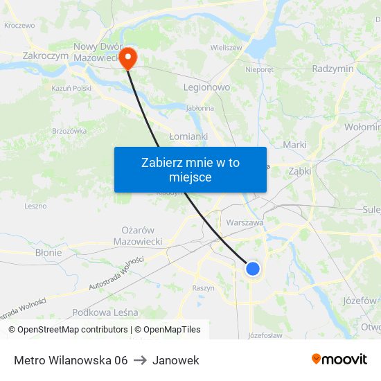 Metro Wilanowska 06 to Janowek map