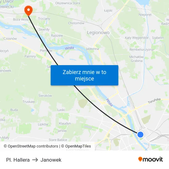 Pl. Hallera to Janowek map
