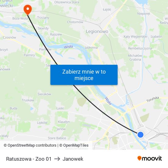 Ratuszowa - Zoo 01 to Janowek map