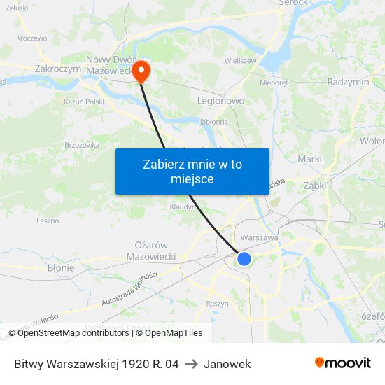 Bitwy Warszawskiej 1920 R. 04 to Janowek map