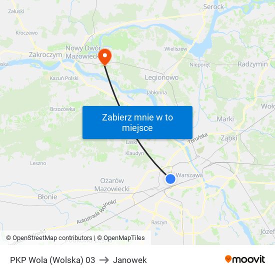 PKP Wola (Wolska) 03 to Janowek map