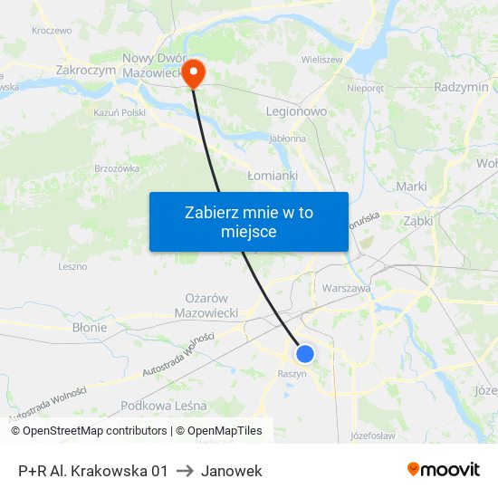 P+R Al. Krakowska 01 to Janowek map