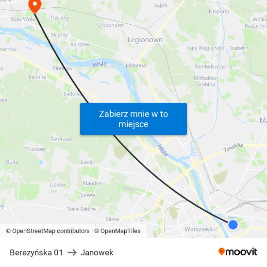 Berezyńska to Janowek map