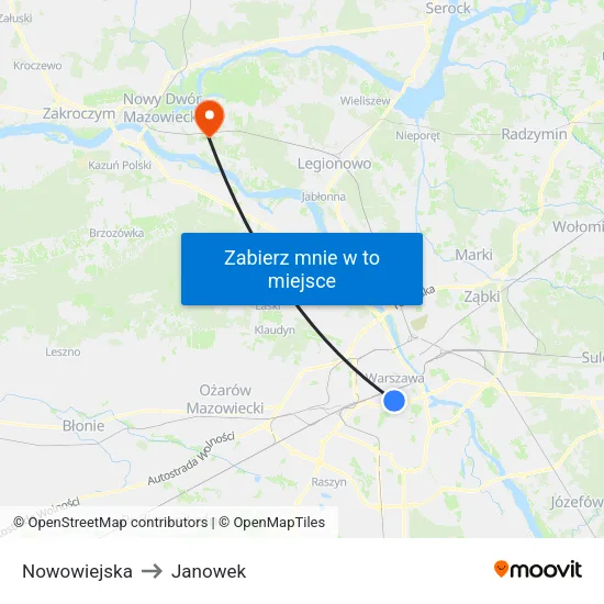Nowowiejska to Janowek map