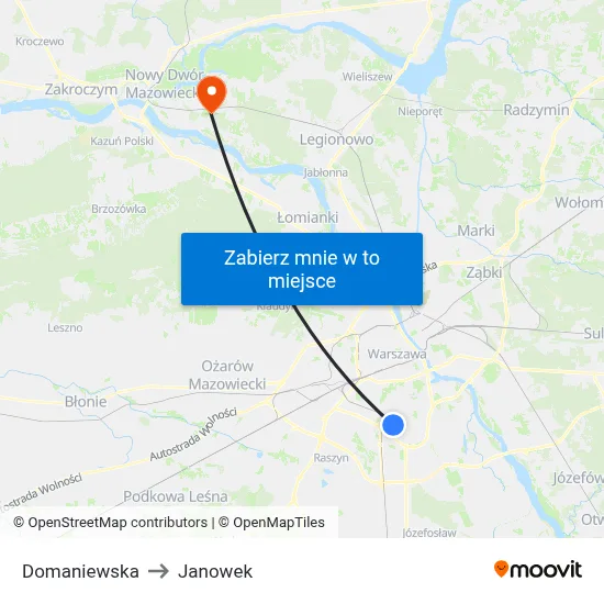 Domaniewska to Janowek map