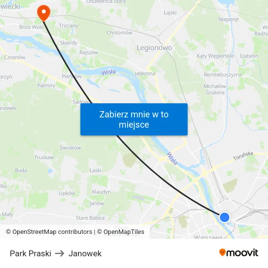 Park Praski to Janowek map