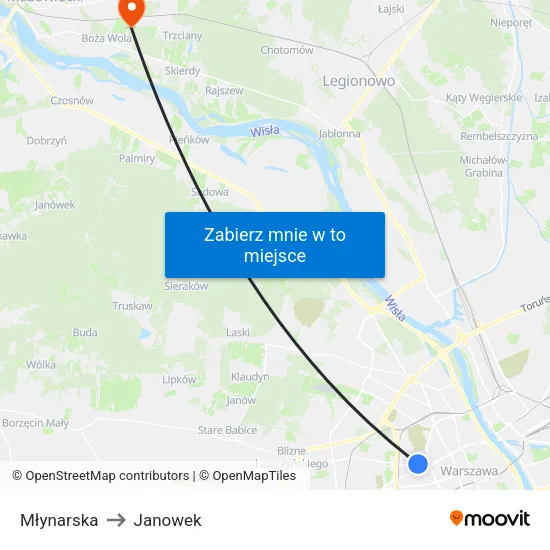 Młynarska to Janowek map