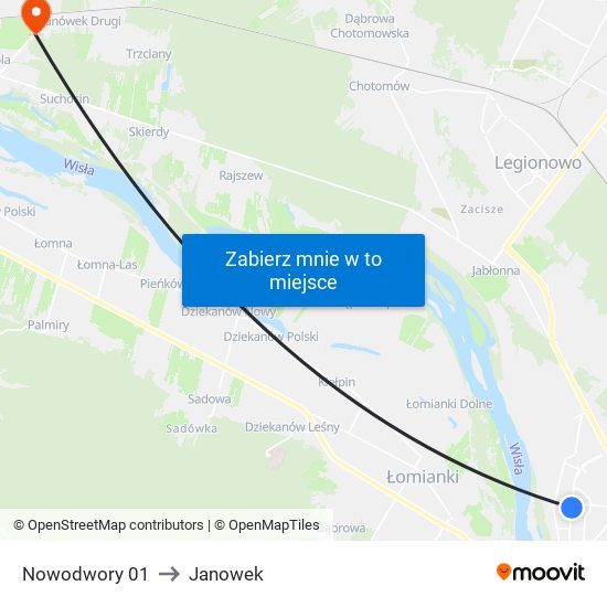 Nowodwory to Janowek map