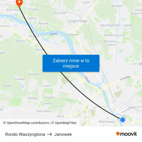 Rondo Waszyngtona to Janowek map