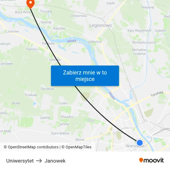 Uniwersytet to Janowek map
