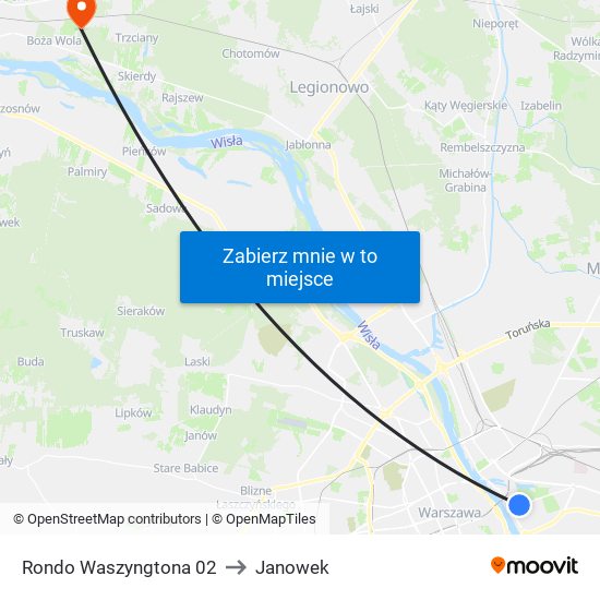 Rondo Waszyngtona 02 to Janowek map