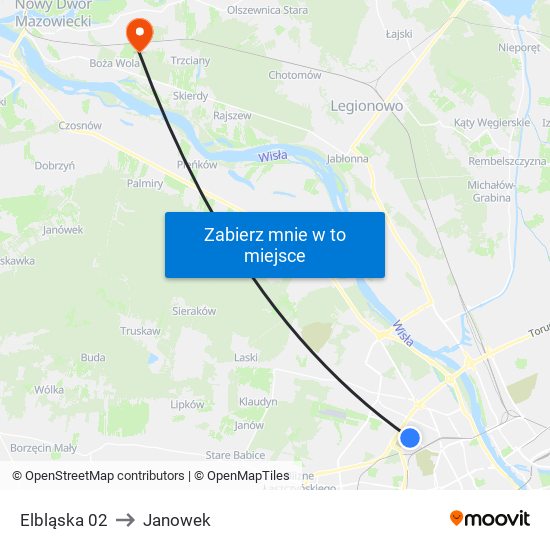 Elbląska to Janowek map