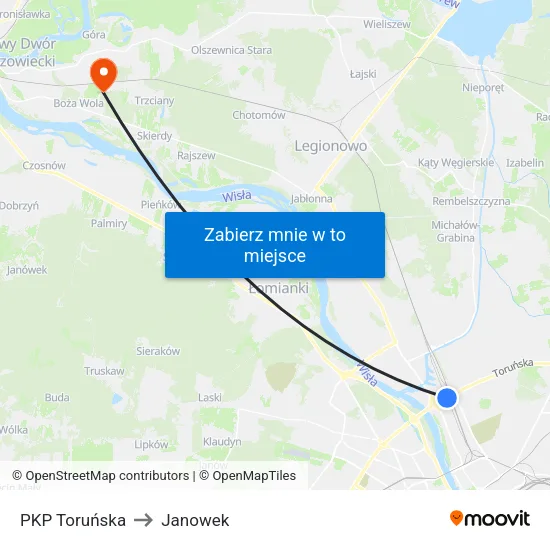 PKP Toruńska to Janowek map