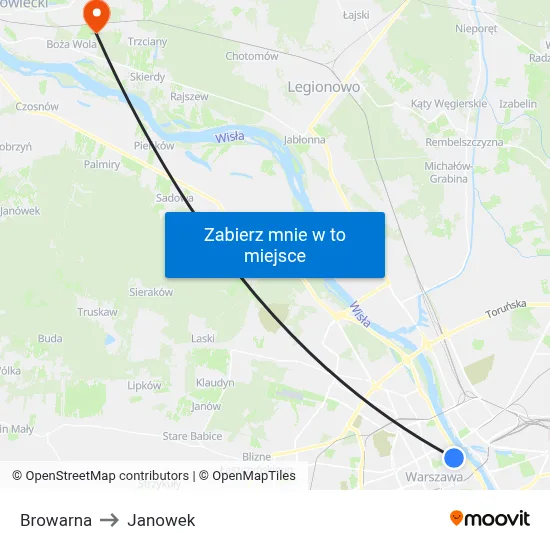 Browarna to Janowek map
