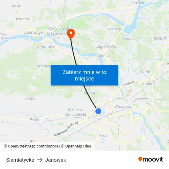 Siemiatycka to Janowek map