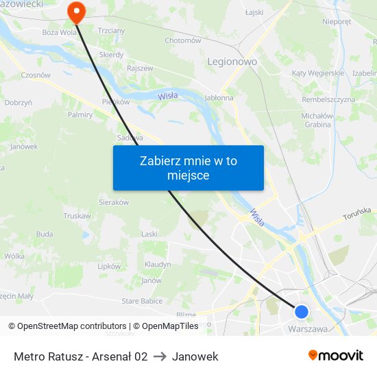 Metro Ratusz - Arsenał 02 to Janowek map