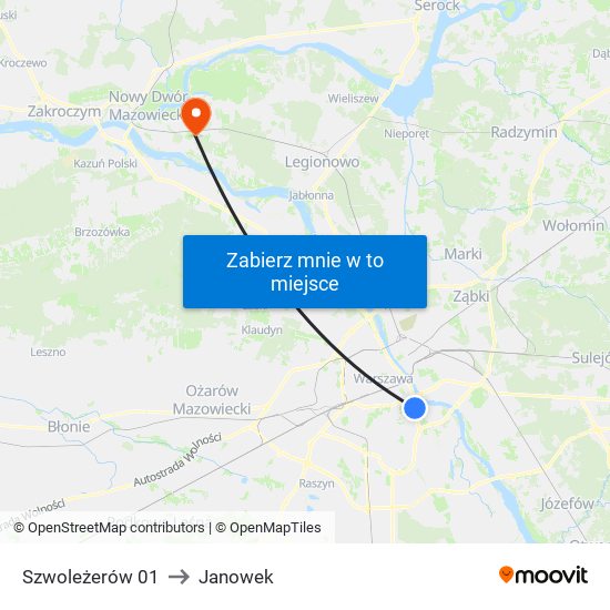 Szwoleżerów 01 to Janowek map