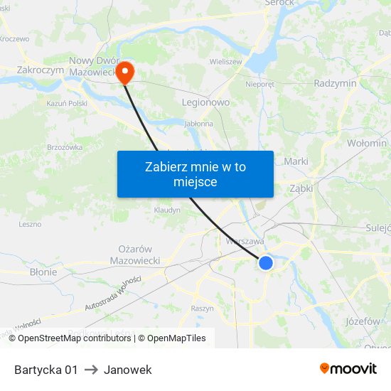 Bartycka 01 to Janowek map