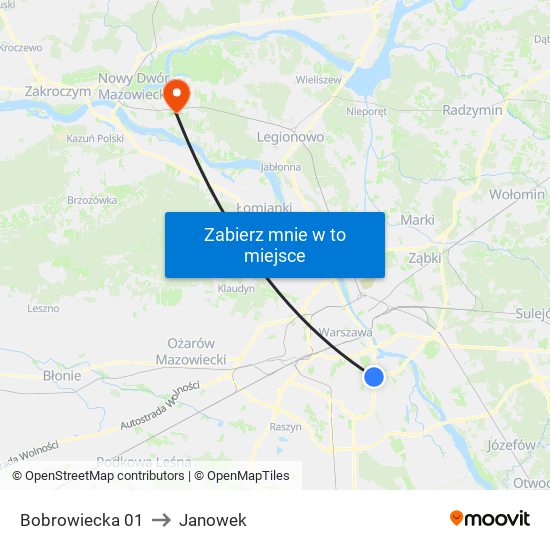 Bobrowiecka 01 to Janowek map