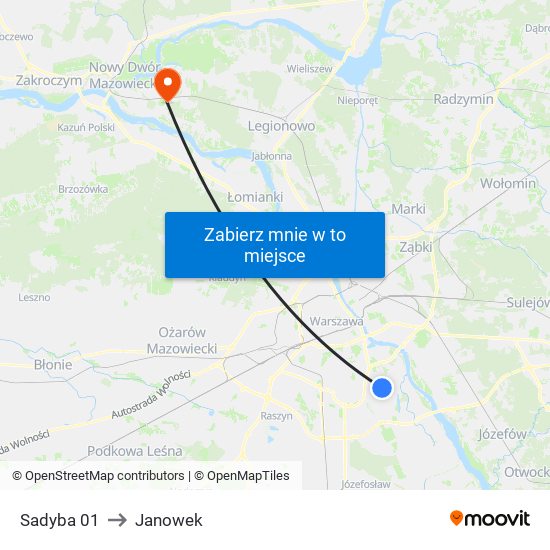 Sadyba 01 to Janowek map