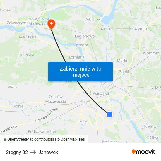 Stegny 02 to Janowek map