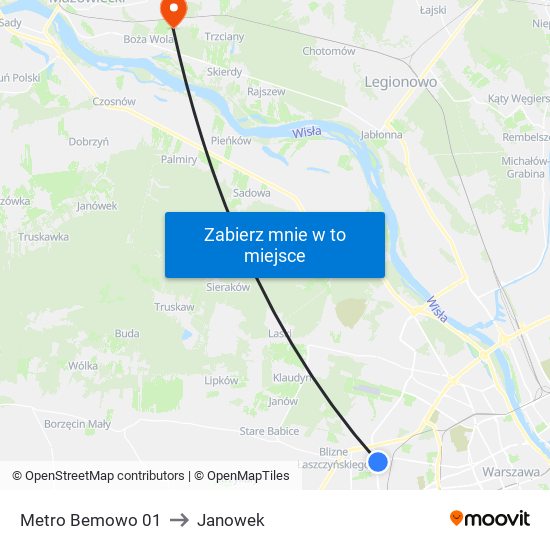 Metro Bemowo 01 to Janowek map