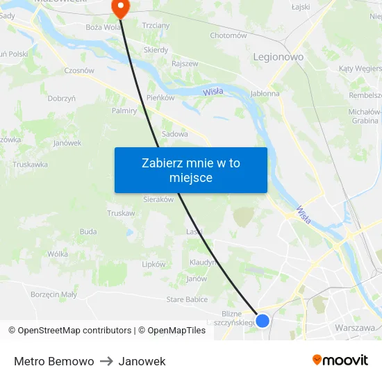 Metro Bemowo to Janowek map