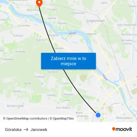 Góralska to Janowek map