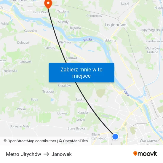 Metro Ulrychów to Janowek map