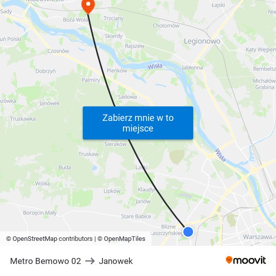 Metro Bemowo 02 to Janowek map