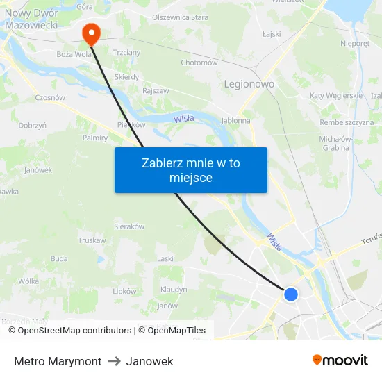 Metro Marymont to Janowek map