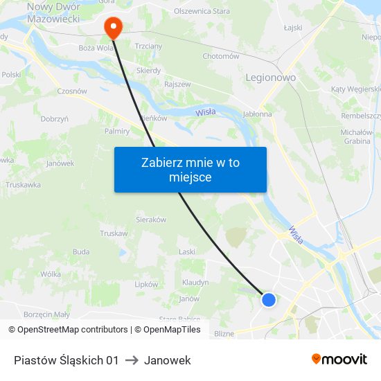 Piastów Śląskich 01 to Janowek map