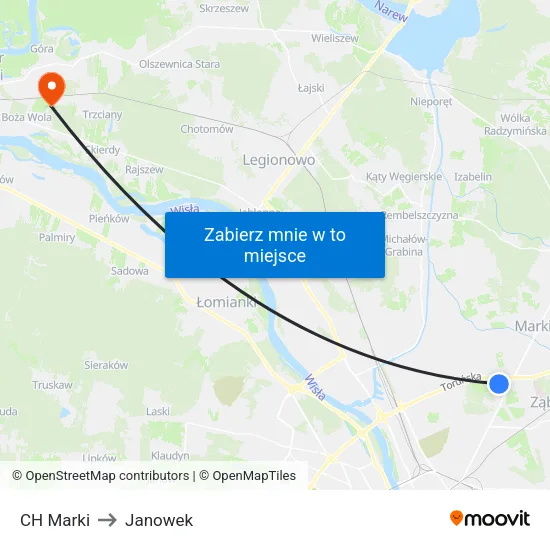 CH Marki to Janowek map