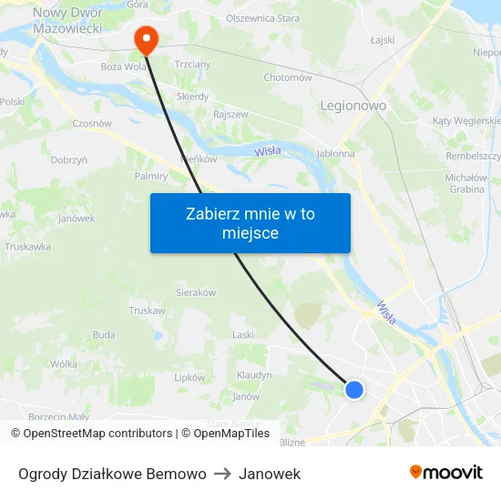 Ogrody Działkowe Bemowo to Janowek map