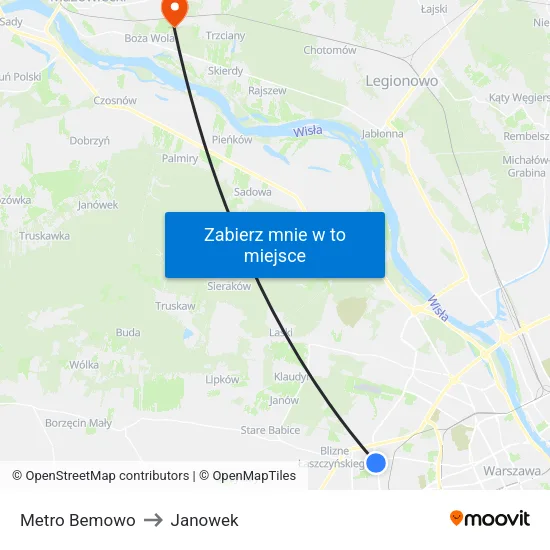 Metro Bemowo to Janowek map