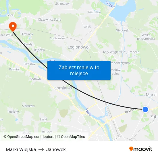 Marki Wiejska to Janowek map