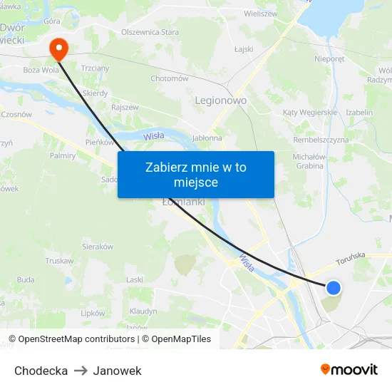 Chodecka to Janowek map