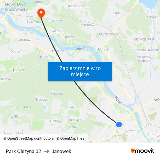 Park Olszyna 02 to Janowek map