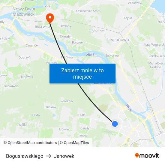 Bogusławskiego to Janowek map