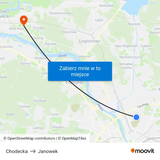 Chodecka to Janowek map