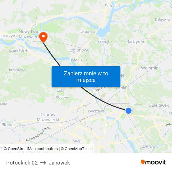 Potockich 02 to Janowek map